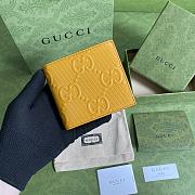 Gucci Embossed Wallet In Yellow 625562 Size 12x9.7cm - 1