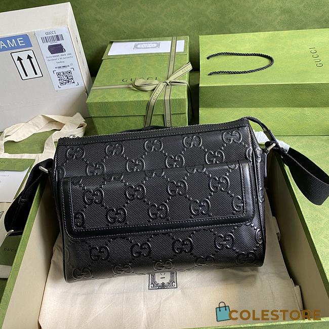 Gucci Embossed Messenger In Black 658565 Size 29×22×9.5cm - 1