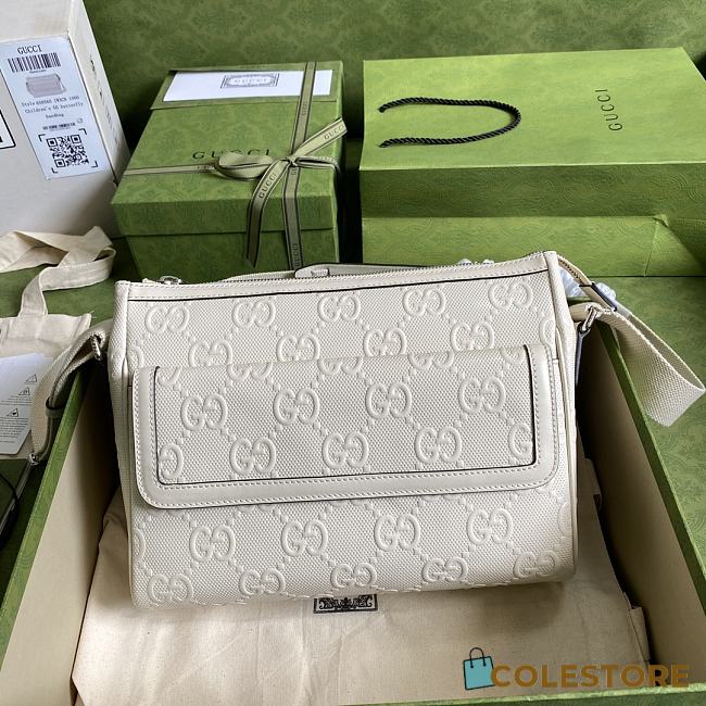 Gucci Embossed Messenger In White 658565 Size 29×22×9.5cm - 1