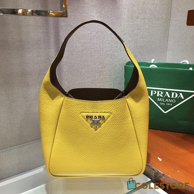 Prada Yellow Leather Handbag 1BC127 Size 23x21x13cm - 1