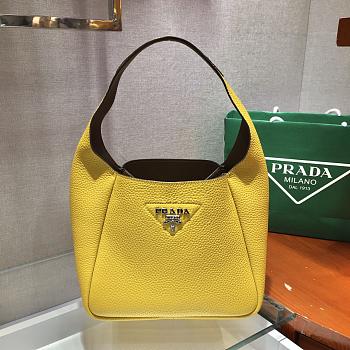 Prada Yellow Leather Handbag 1BC127 Size 23x21x13cm