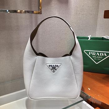 Prada White Leather Handbag 1BC127 Size 23x21x13cm