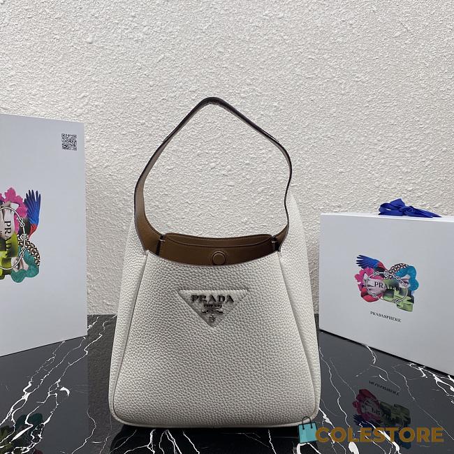 Prada Small White Leather Handbag 1BC127 Size 23x21x13cm  - 1
