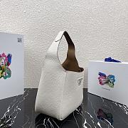 Prada Small White Leather Handbag 1BC127 Size 23x21x13cm  - 4