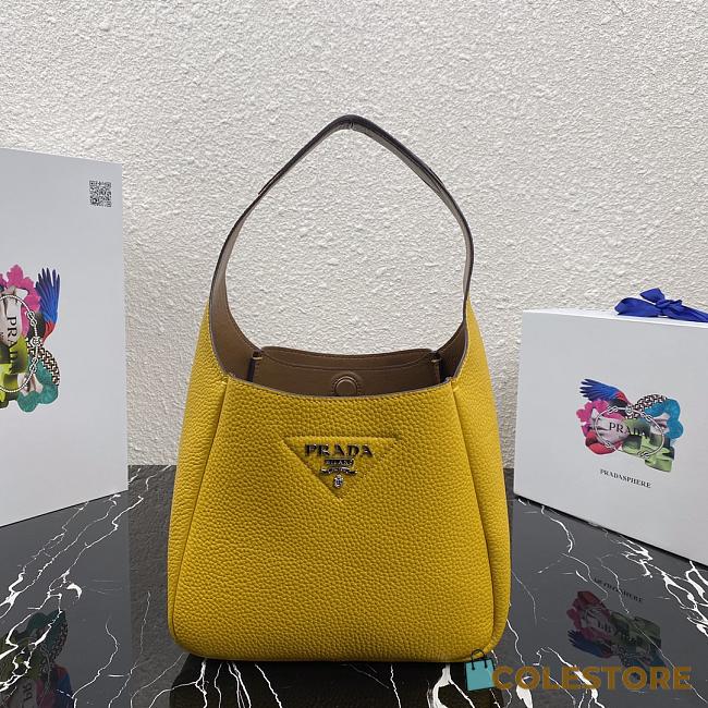 Prada Small Yellow Leather Handbag 1BC127 Size 23x21x13cm  - 1