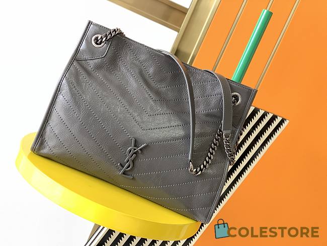 YSL Large Niki Shopping Bag In Grey 577998 Size 33x27x11.5cm - 1