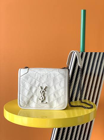 YSL Small Niki Chain Strap Bag In White 583103 Size 19x15x6cm