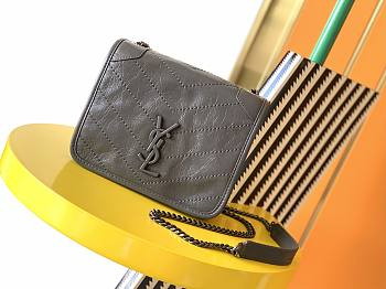 YSL Small Niki Chain Strap Bag In Dark Grey 583103 Size 19x15x6cm