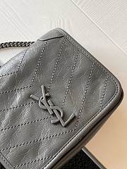 YSL Small Niki Chain Strap Bag In Dark Grey 583103 Size 19x15x6cm - 2