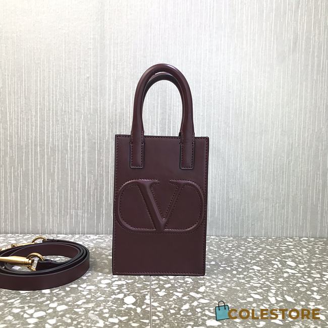 Valentino Garavani Vlogo Walk Mini Tote In Wine Size 20x10x21cm - 1