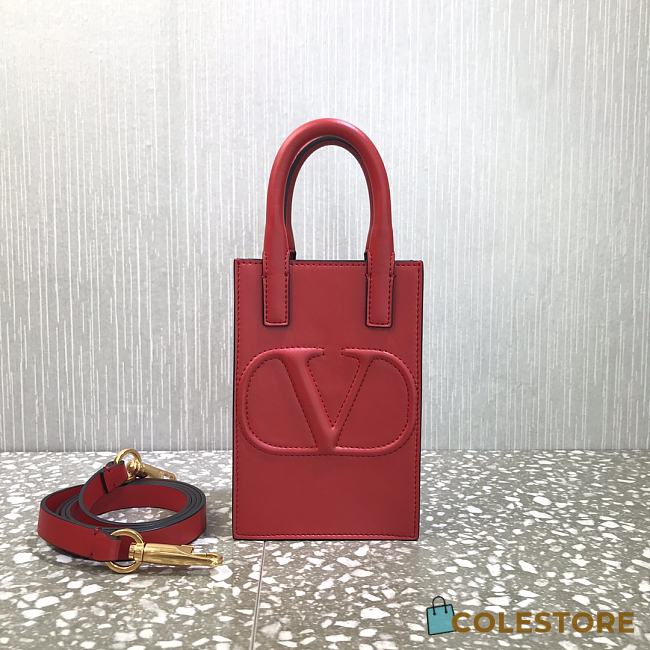 Valentino Garavani Vlogo Walk Mini Tote In Red Size 20x10x21cm - 1