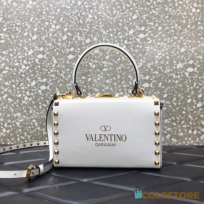 Valentino Garavani Rockstud Alcove Top-Handle Bag In White WW2B0 Size 19x12x8cm - 1