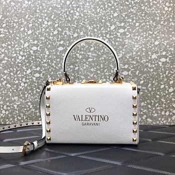 Valentino Garavani Rockstud Alcove Top-Handle Bag In White WW2B0 Size 19x12x8cm