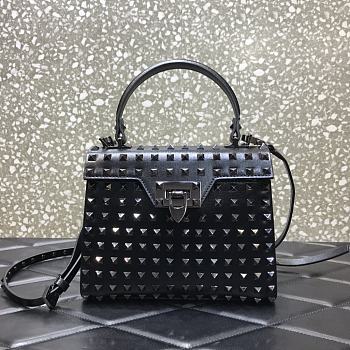 Valentino Garavani Rockstud-Embellished Tote Bag In Silver WB0J7 Size 22x17x9cm 