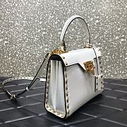 Valentino Garavani Rockstud Alcove Grainy Small Handbag In White WB0J7 Size 22x17x9cm  - 2