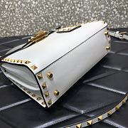 Valentino Garavani Rockstud Alcove Grainy Small Handbag In White WB0J7 Size 22x17x9cm  - 3