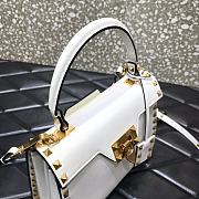 Valentino Garavani Rockstud Alcove Grainy Small Handbag In White WB0J7 Size 22x17x9cm  - 4