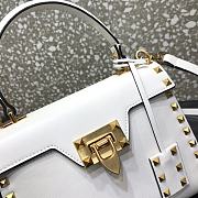 Valentino Garavani Rockstud Alcove Grainy Small Handbag In White WB0J7 Size 22x17x9cm  - 5
