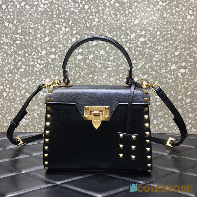 Valentino Garavani Rockstud Alcove Grainy Small Handbag In Black WB0J7 Size 22x17x9cm  - 1