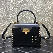 Valentino Garavani Rockstud Alcove Grainy Small Handbag In Black WB0J7 Size 22x17x9cm  - 1