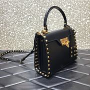 Valentino Garavani Rockstud Alcove Grainy Small Handbag In Black WB0J7 Size 22x17x9cm  - 4