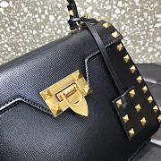 Valentino Garavani Rockstud Alcove Grainy Small Handbag In Black WB0J7 Size 22x17x9cm  - 2