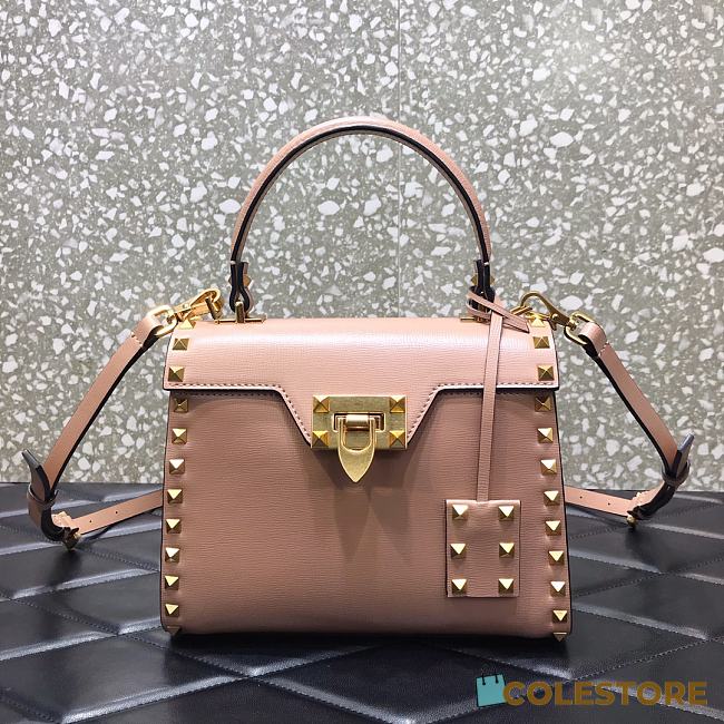 Valentino Garavani Rockstud Alcove Grainy Small Handbag In Beige WB0J7 Size 22x17x9cm  - 1