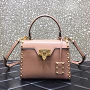 Valentino Garavani Rockstud Alcove Grainy Small Handbag In Beige WB0J7 Size 22x17x9cm  - 1