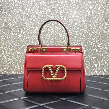 Valentino Garavani Rockstud Alcove Medium Tote Bag In Red WW2B0 Size 23x20x6cm