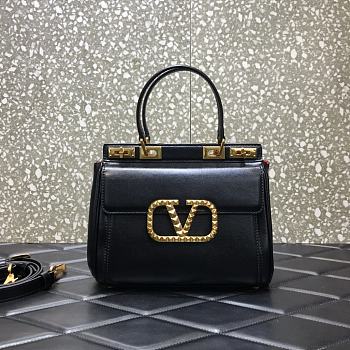 Valentino Garavani Rockstud Alcove Medium Tote Bag In Black WW2B0 Size 23x20x6cm 