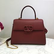 Valentino Vsling Grainy With Wine Red Calfskin Hand Bag VW2B0 Size 30.5x14x21cm - 1