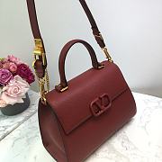 Valentino Vsling Grainy With Wine Red Calfskin Hand Bag VW2B0 Size 30.5x14x21cm - 6