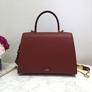 Valentino Vsling Grainy With Wine Red Calfskin Hand Bag VW2B0 Size 30.5x14x21cm - 4