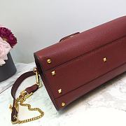 Valentino Vsling Grainy With Wine Red Calfskin Hand Bag VW2B0 Size 30.5x14x21cm - 3