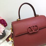 Valentino Vsling Grainy With Wine Red Calfskin Hand Bag VW2B0 Size 30.5x14x21cm - 2