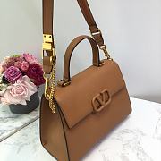 Valentino Vsling Grainy With Wine Red Calfskin Hand Bag In Brown VW2B0 Size 30.5x14x21cm - 6