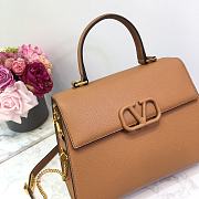 Valentino Vsling Grainy With Wine Red Calfskin Hand Bag In Brown VW2B0 Size 30.5x14x21cm - 2