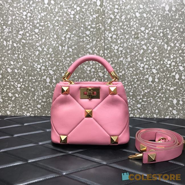 Garavani Roman Stud Small Leather Shoulder Bag In Pink Size 20×9×15cm - 1