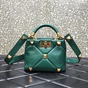 Valentino Garavani Roman Stud Small Leather Shoulder Bag In Blue  - 1