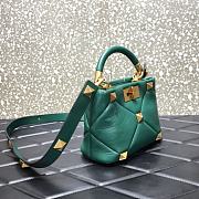 Valentino Garavani Roman Stud Small Leather Shoulder Bag In Blue  - 2