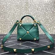 Valentino Garavani Roman Stud Small Leather Shoulder Bag In Blue  - 6