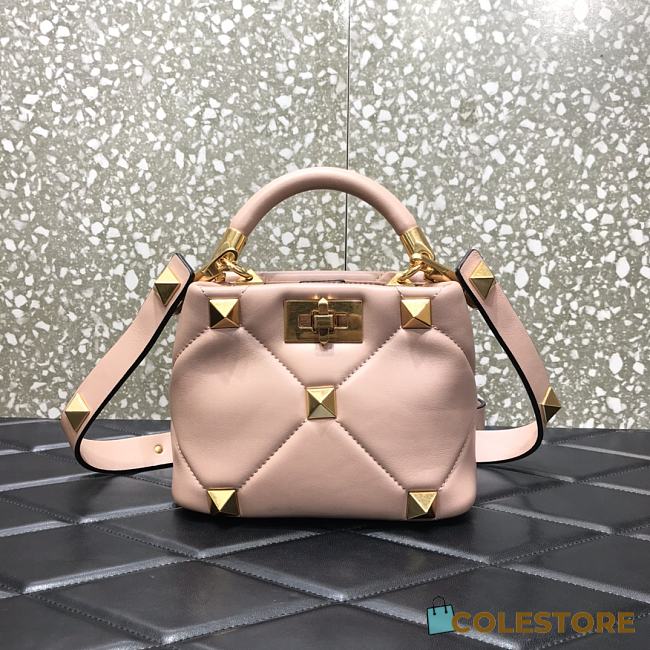 Valentino Garavani Roman Stud Small Leather Shoulder Bag In Light Pink Size 20×9×15cm - 1