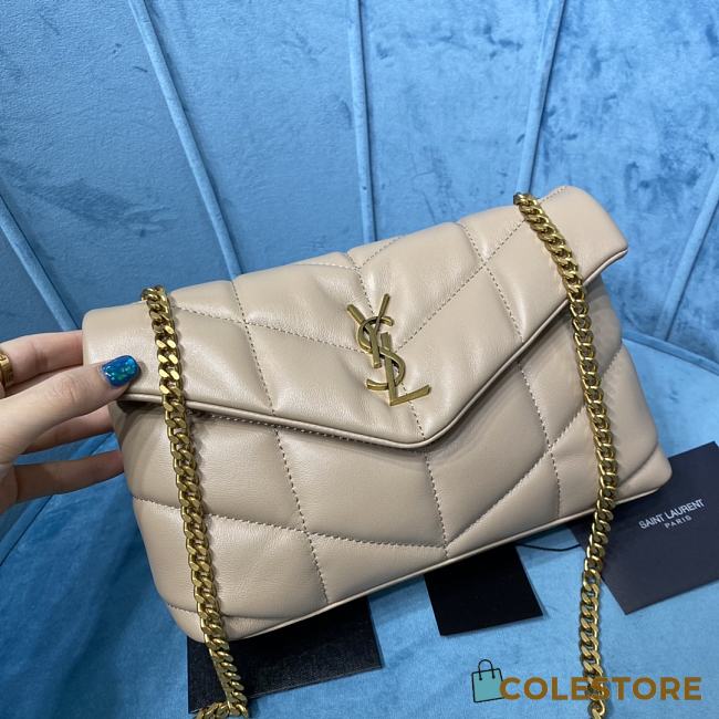 YSL LouLou Puffer Shoulder Bag In Light Brown 62033 Size 23x15.5x8.5cm - 1