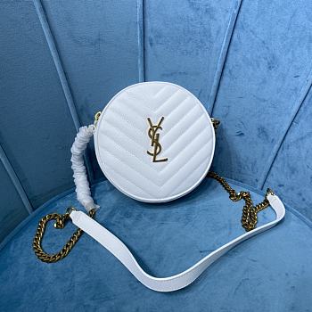 YSL Vinyle Quilted Bag In White 61043 Size 17x17x5.5cm