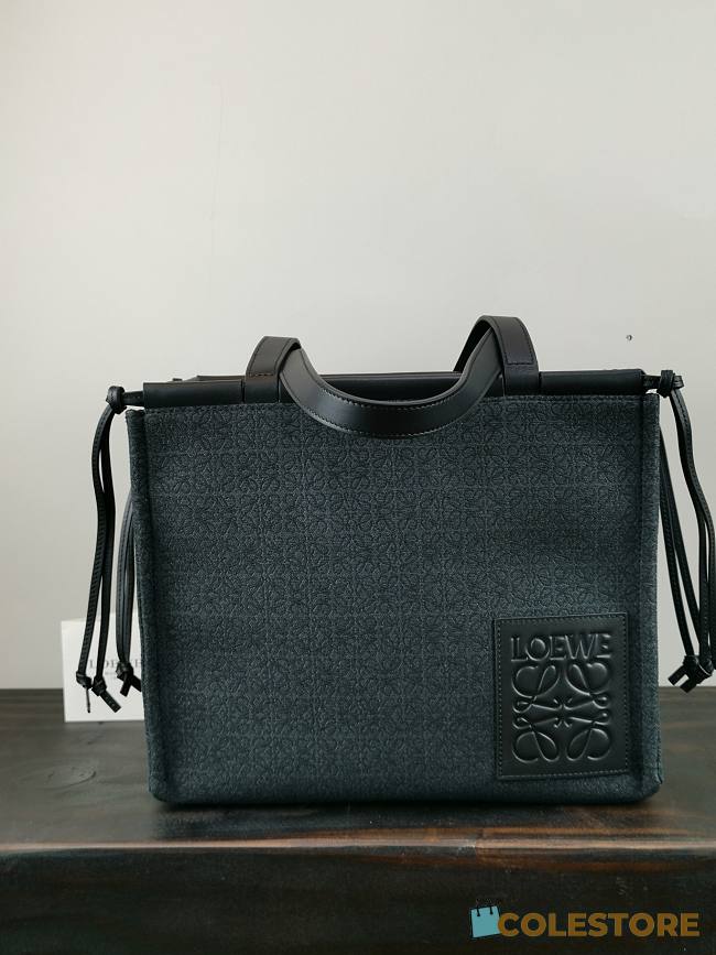 Loewe Cushion Tote Bag In Black 21267 Size 32x24x16cm - 1