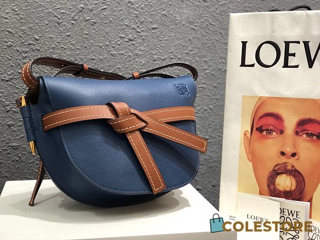 Loewe Small Gate Crossbody Bag In Navy Blue 26167 Size 25x18x10cm - 1