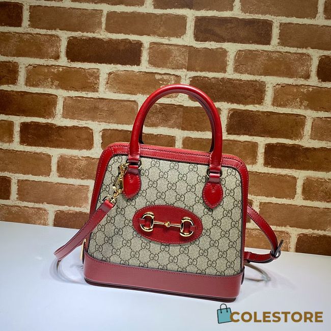 Gucci Lady Horsebit Small Handle Bag In Red 62122 Size 25cm - 1