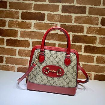 Gucci Lady Horsebit Small Handle Bag In Red 62122 Size 25cm
