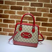 Gucci Lady Horsebit Small Handle Bag In Red 62122 Size 25cm - 5