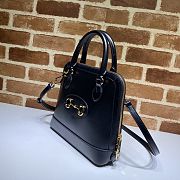 Gucci Lady Horsebit 1995 Handle Bag In Black Leather 62122 Size 25cm - 2